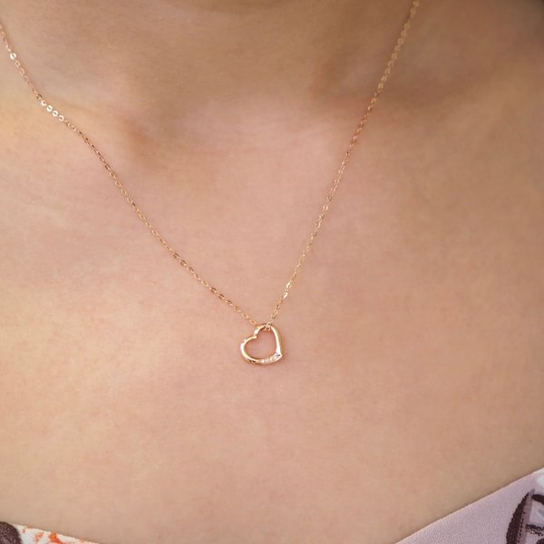AMIA Heart Diamond Necklace - 18K Rose Gold