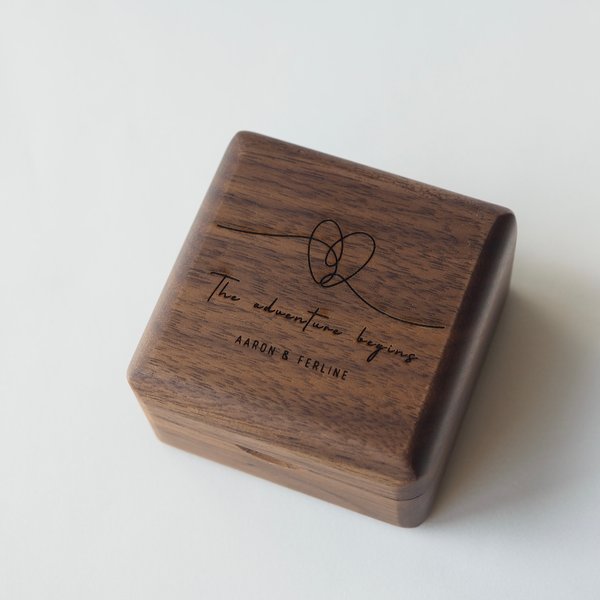 Custom Wooden Ring Box - Double Slot