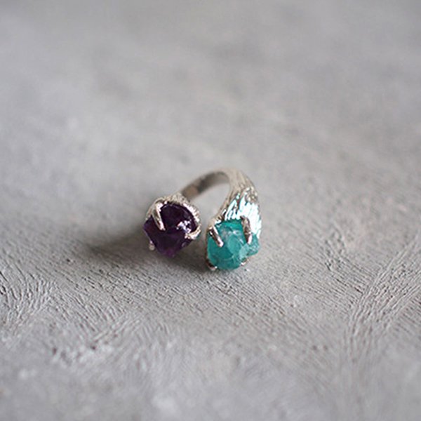 2 Head Ring - Amethyst and Blue Apatite