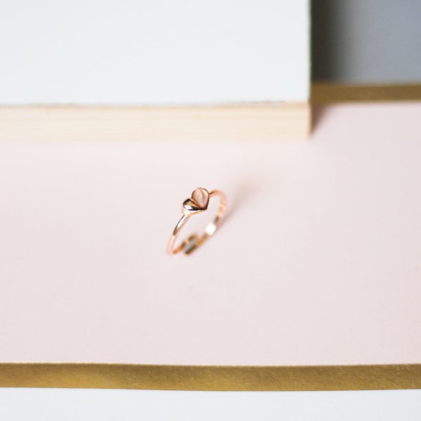 Mini Heart Ring - Rose Quartz