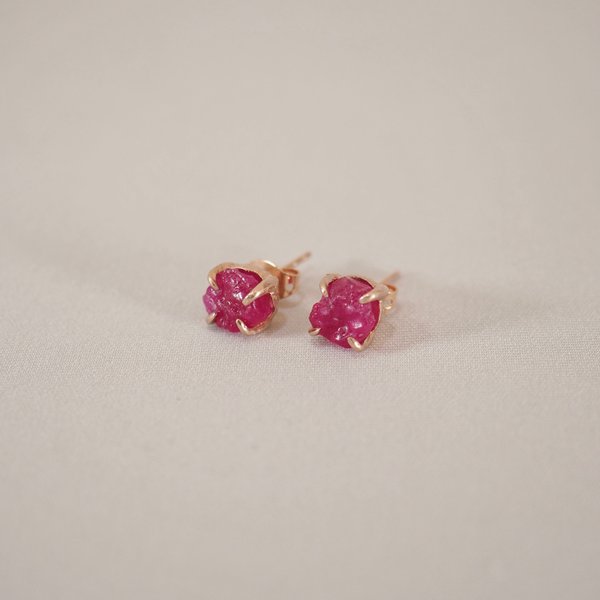 Small Rough Earrings - Pink Tourmaline