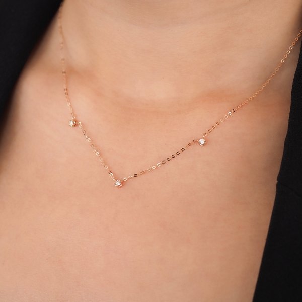 ELKA Diamond Necklace - 18K Rose Gold
