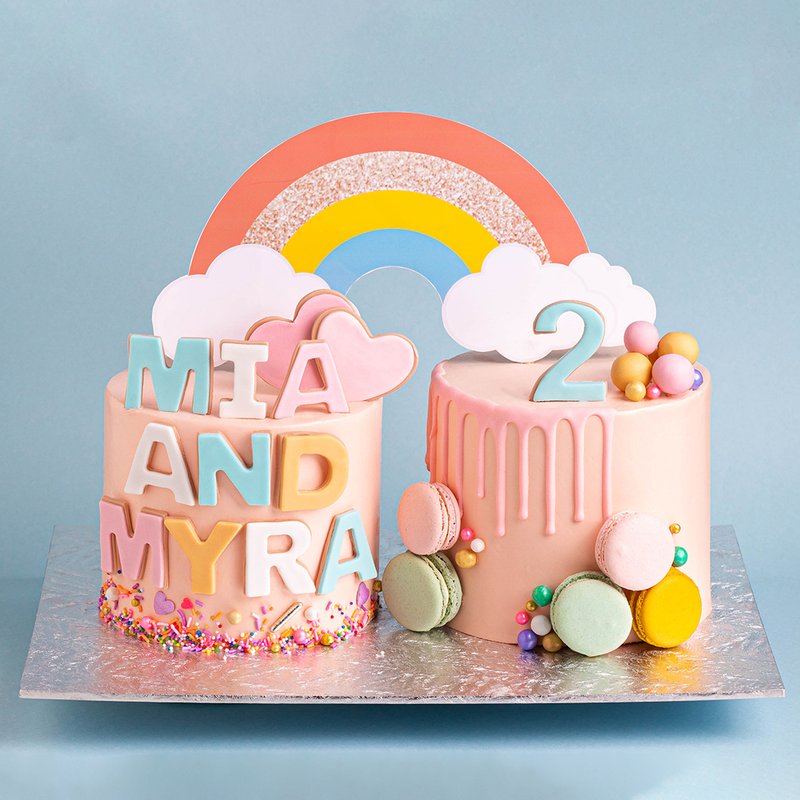 Pastel Twin Rainbow | Customised Cakes Singapore | Baker