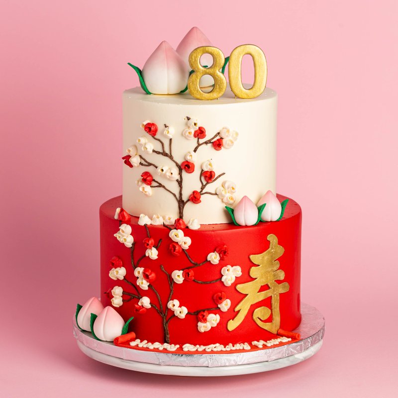 Red White Cherry Blossom | Customised Cakes Singapore | Baker