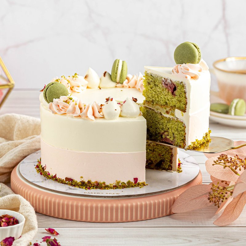 Roasted Pistachio and Rose Cake | Online Cake Delivery Singapore | Baker