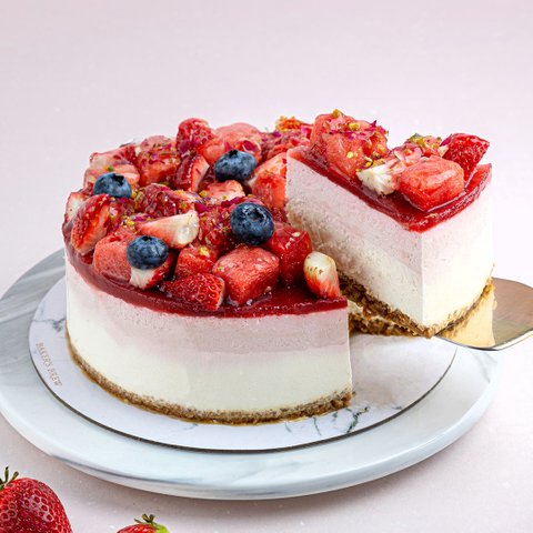 Strawberry Watermelon Mousse Cheesecake