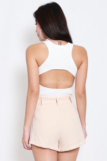 Open Back Knit Top (White) 