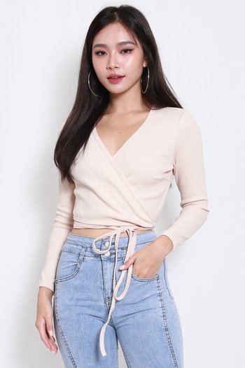 Ribbed Wrap Top (Nude) 