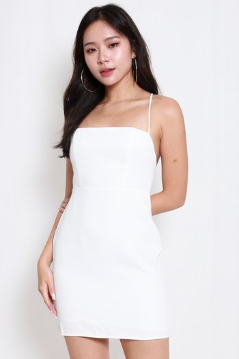Cross Back Mini Dress (White)