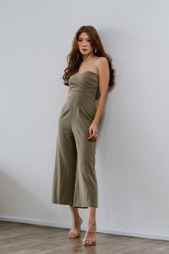 Sweetheart Culotte Jumpsuit (Olive)