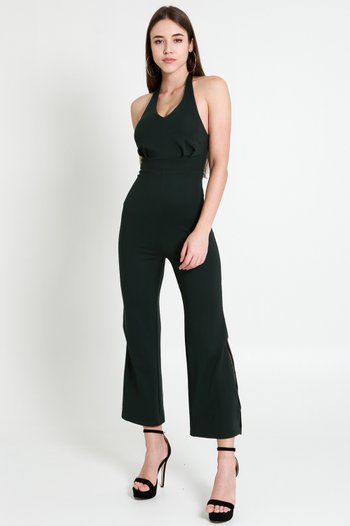 *Luxe* Lucia Low Back Jumpsuit (Forest Green) 