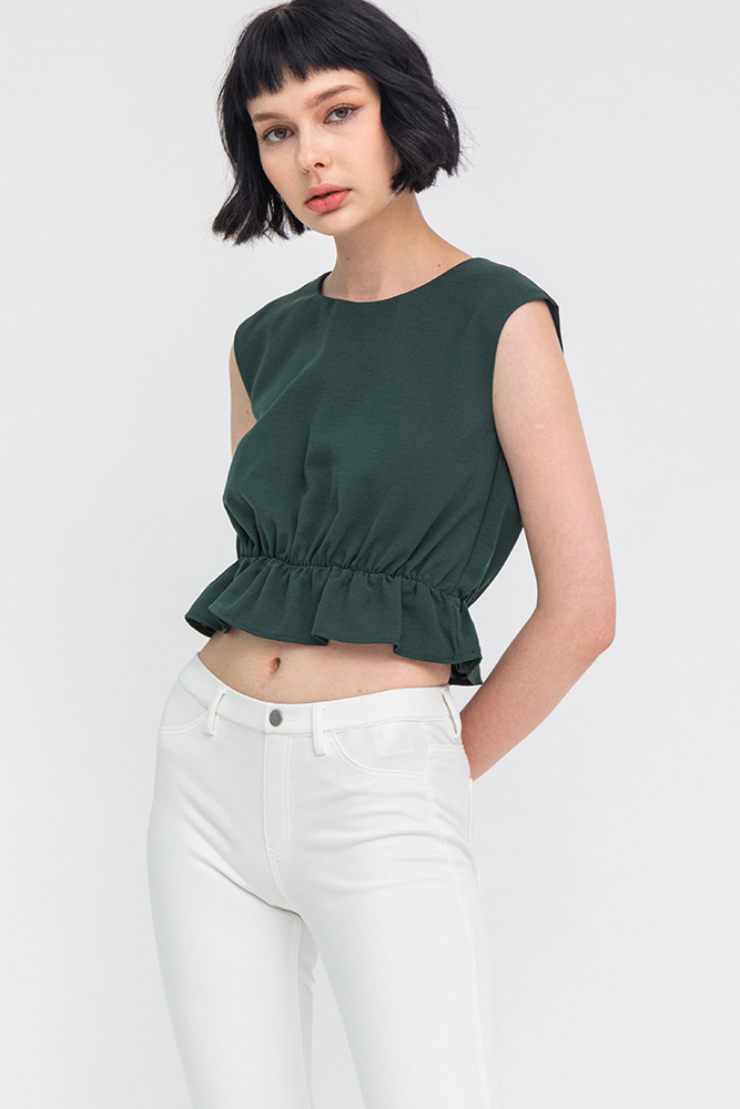 Skylar Cinched Top (Forest Green)