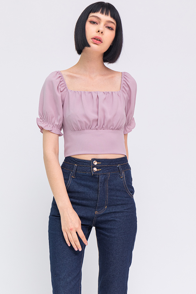 Sweet Little Things Puff Sleeves Top (Dusty Pink)