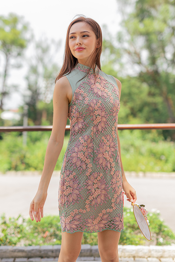 *Premium Edition* Legend Of The Edelweiss Crochet Cheongsam Dress (Jade)