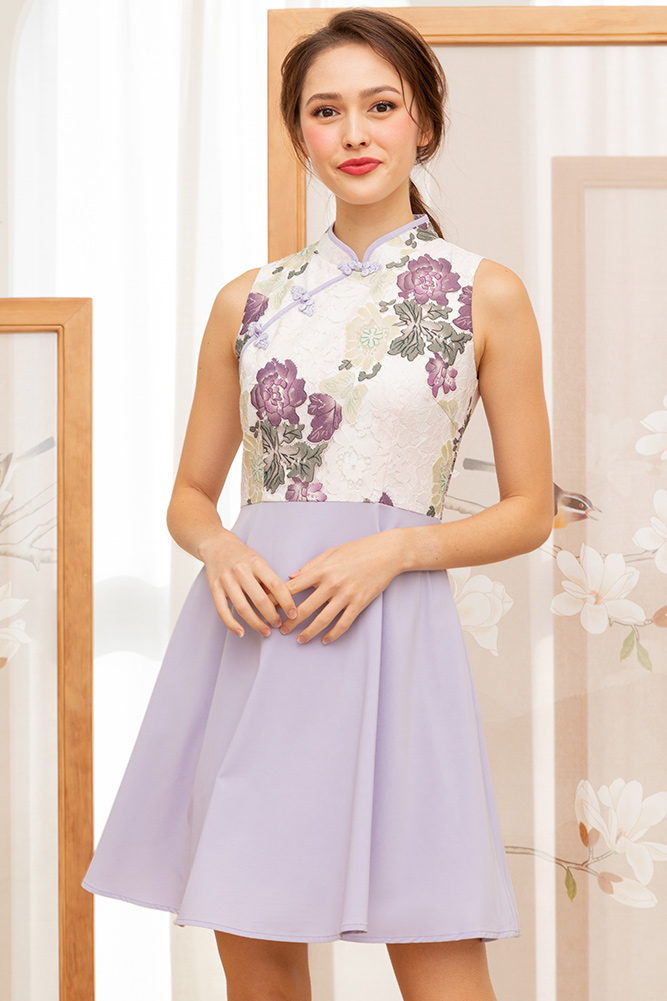 *Limited Edition* Made To Perfection Chromatic Lace Cheongsam Dress (Sea Lavender)