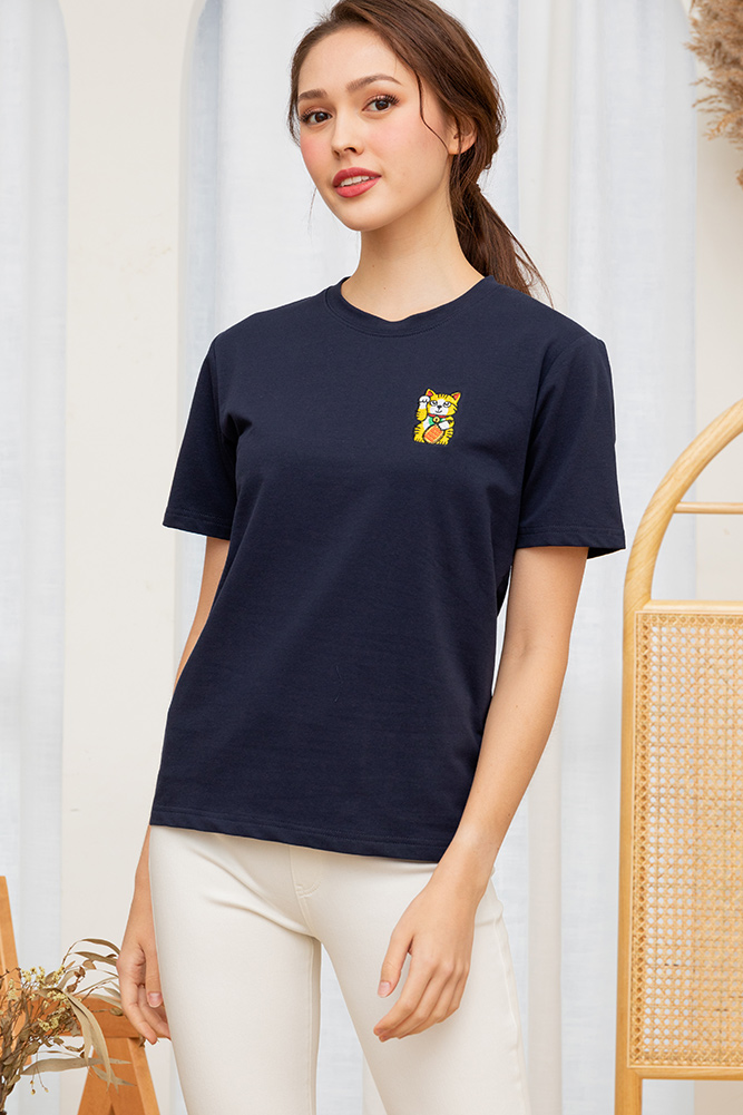 *Limited Edition* Fortune Cat Girl’s T-Shirt (Navy)