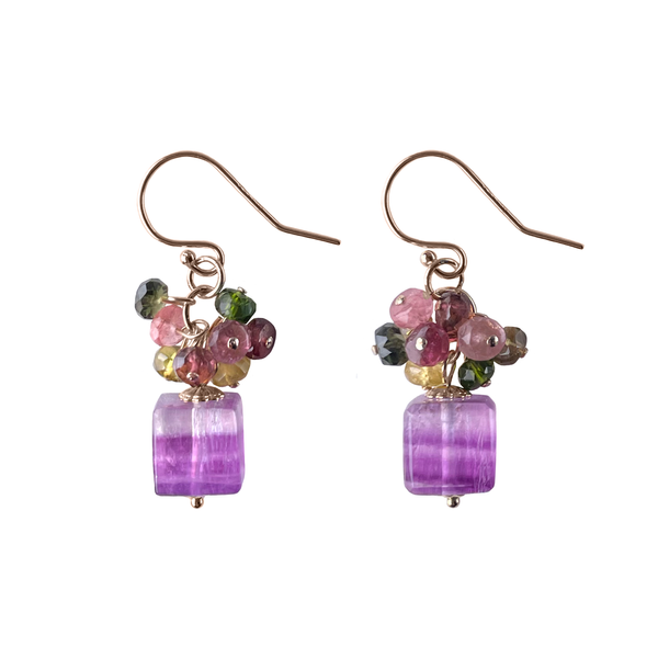 Gift Box Earring (White and Purple)