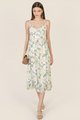 Art Floral Ruffle Midi Dress in White Women's Apparel Online