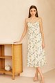 Art Floral Ruffle Midi Dress in White Online Clothes Singapore Shopping