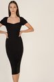 Michallon Cap Sleeved Knit Dress in Black Women's Clothing Online
