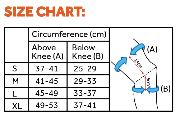 MedicFlow Taping Knee Sleeve Size Chart