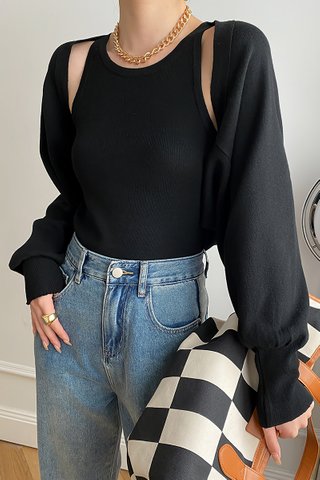 BACKORDER - Pearlene Top With Outerwear Set In Black