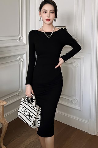 BACKORDER - Charise Sleeve Ruched Dress In Black