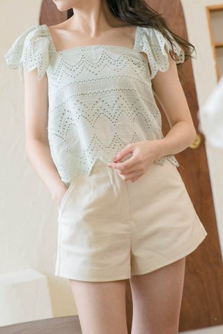 MUFFIN' KR EYELET TWO WAY TOP IN MILK GREEN