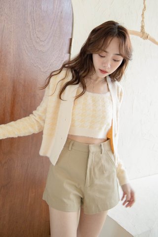 OH 365 FLUFFY KR HOUNDSTOOTH CARDIGAN IN BUTTER 