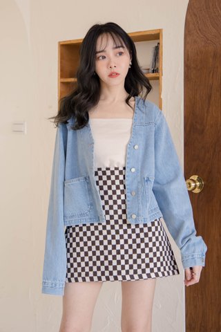 MUFFIN' KR CHECKERED SKIRT IN BROWN