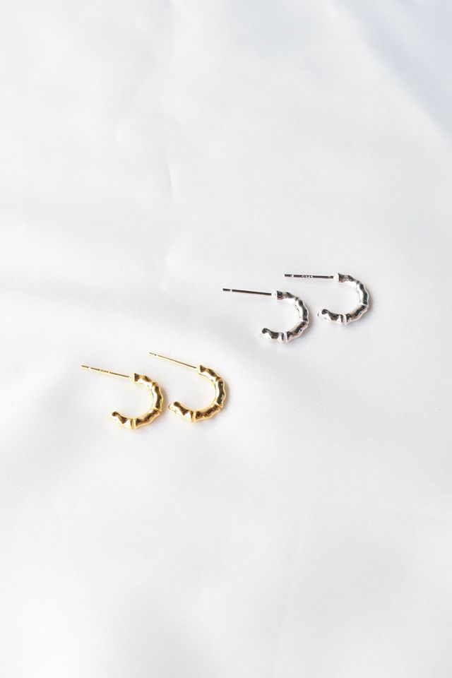 Mini Textured Hoops (Silver)