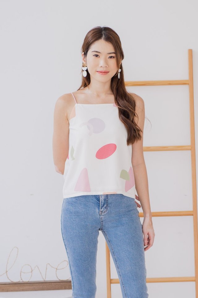 Pastel Shapes Two Way Camisole in White