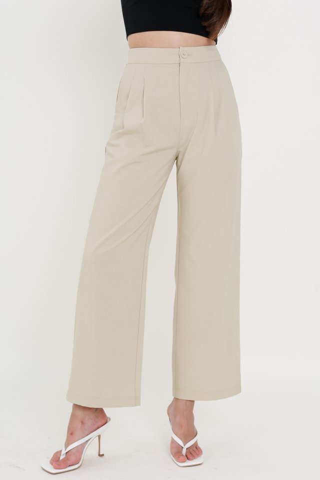 BILLY BUTTON PLEATED PANTS (SAND)