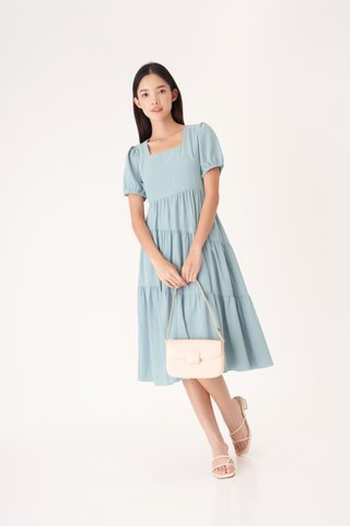 Colette Midi Dress in Slate Blue