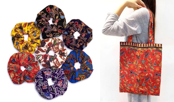 Batik Scrunchies and Tote Bag Gift Set