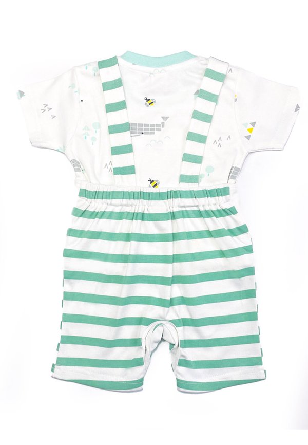Toffyhouse green striped dungaree with t-shirt set 