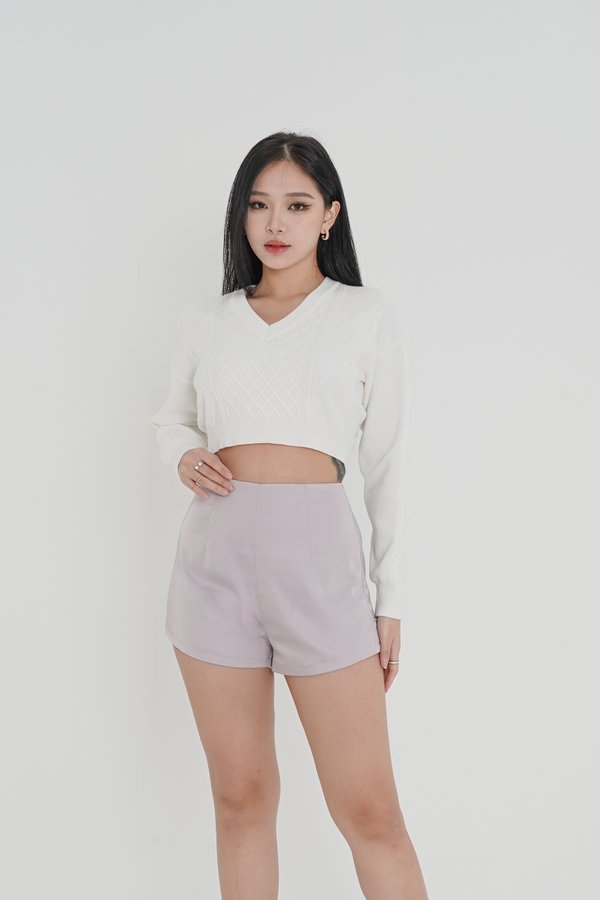 *TPZ* LEIA HIGH WAISTED SHORTS IN DUSTY THISTLE
