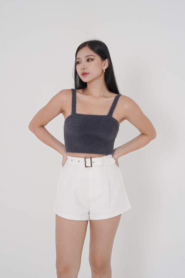 *TPZ* FRESH FLAIR HIGH WAISTED SHORTS (WITH BELT) IN WHITE
