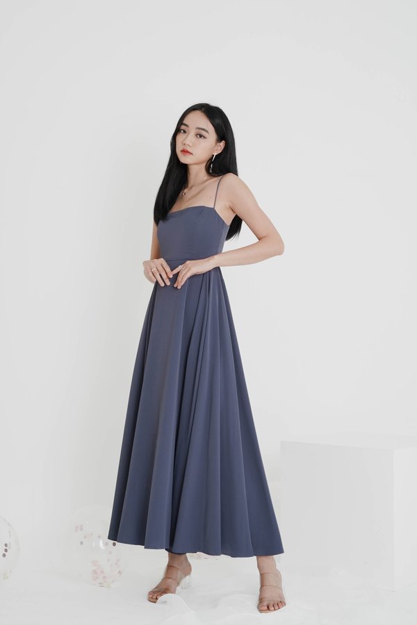 *TPZ* YOURS SINCERELY SIDE PLEATED MAXI DRESS IN RAIN BLUE