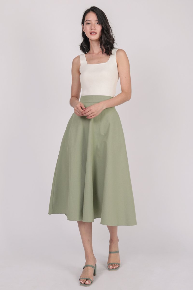 Chance Midi Skirt (Moss Green)