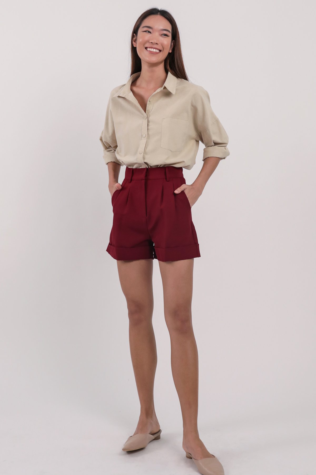 Brook Tailored Shorts (Maroon)