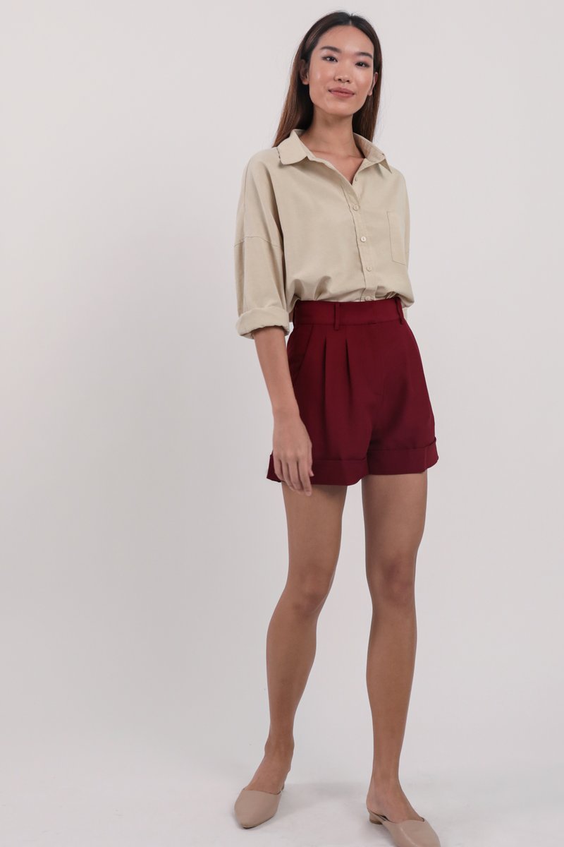 Brook-Maroon-Tailored-Shorts-Image-1-The-Tinsel-Rack-Singapore