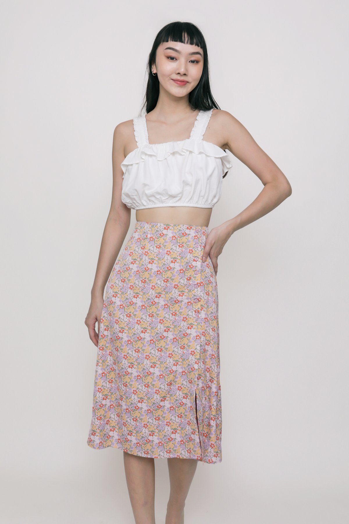 Margo Midi Skirt (Pastel Blooms)