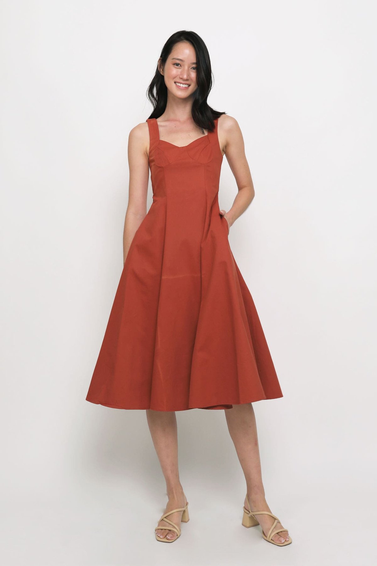 Amira Bustier Midi Dress (Red)