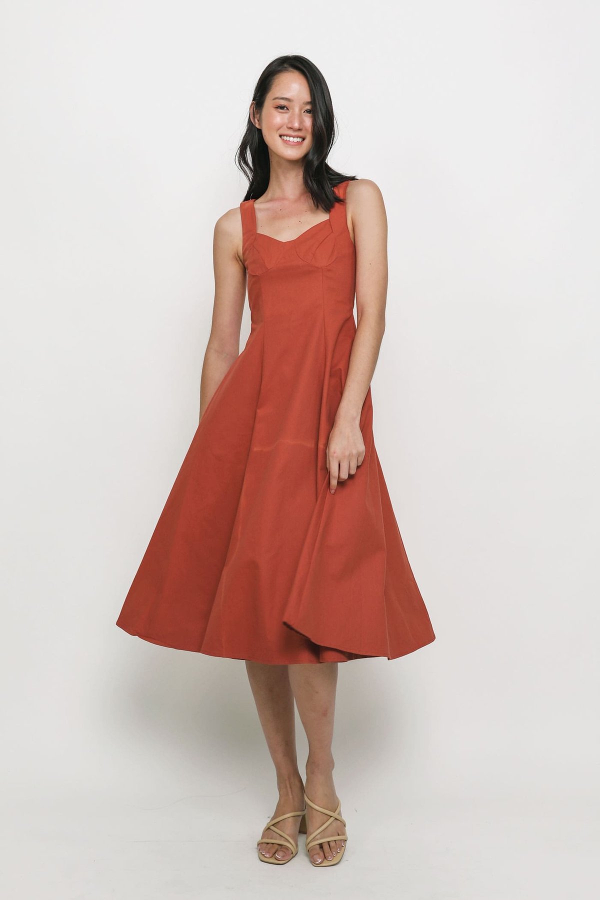 Amira Bustier Midi Dress (Red)