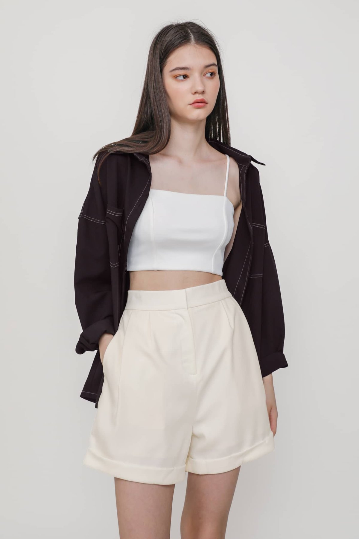 Clive Tailored Long Shorts (Off White)