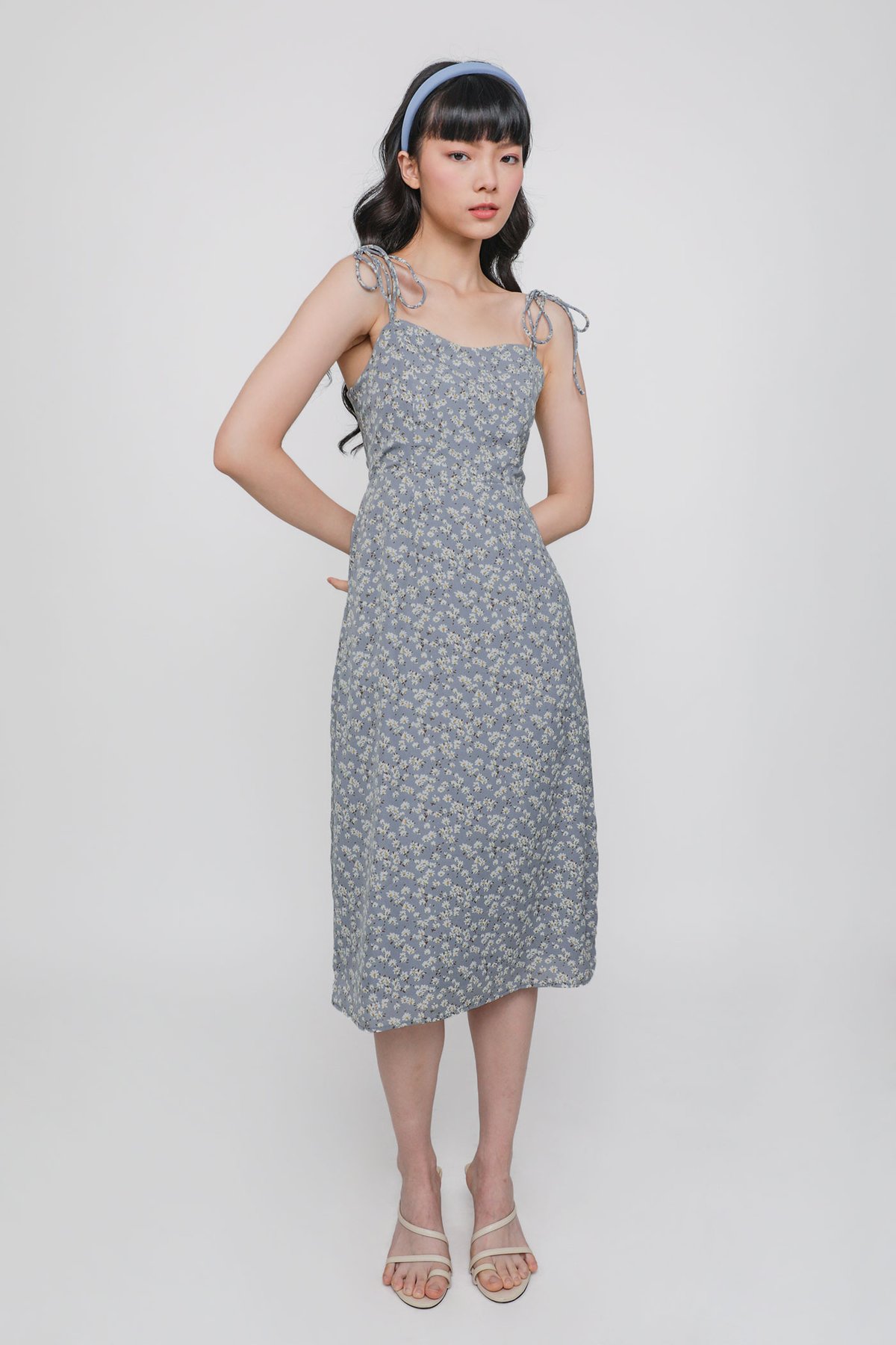 Bianca Midi Dress (Periwinkle Daisies)