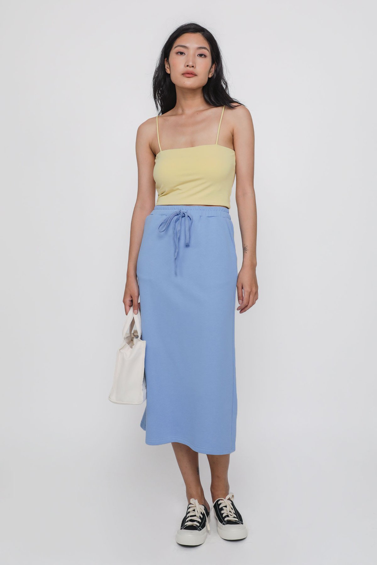 Nic Jersey Cotton Midi Skirt (Cornflower Blue)
