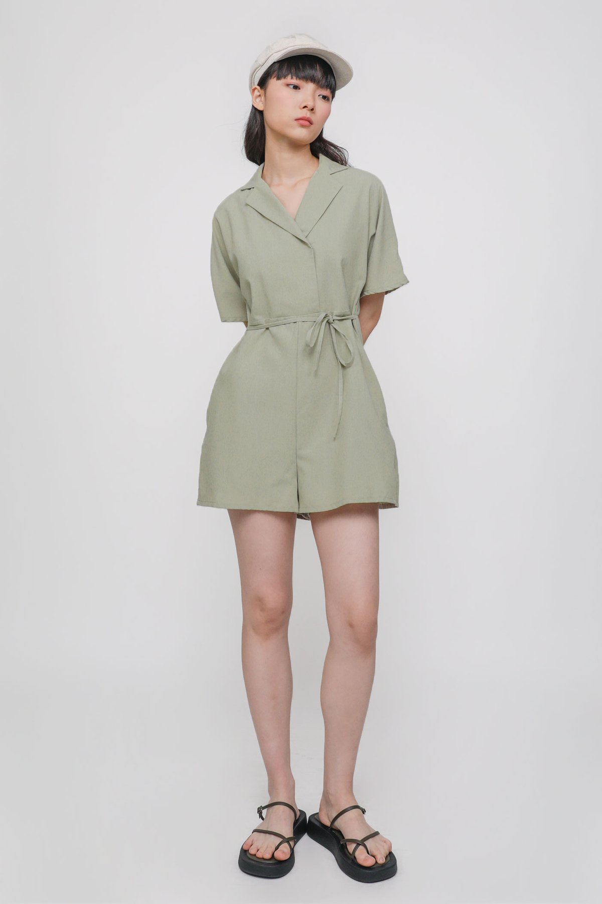 Sanders Collared Romper (Muted Sage)