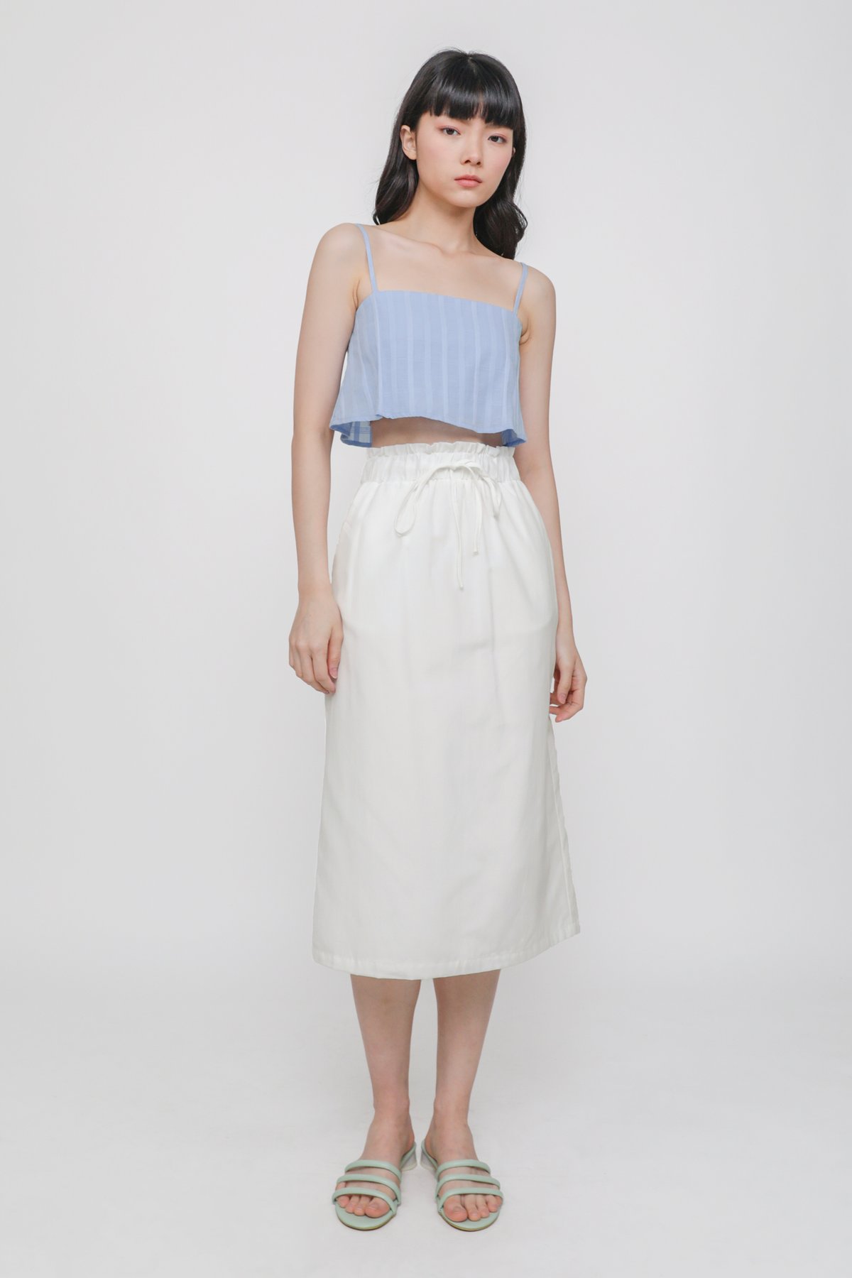 Lucille Paperbag Ruched Skirt (White)